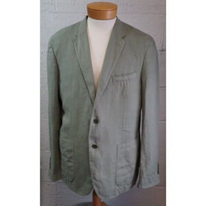 PORTO BESPOKE Men's Olive 100% Linen Sport Coat 54 R